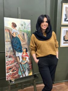 تکنیک رنگ و روغن طرح دختران کلاسیک اثر هنرجوی کافه هنر