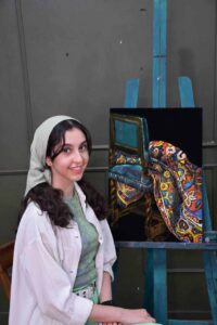 اولین اثر نقاشی روی مخمل هنرجوی کافه هنر