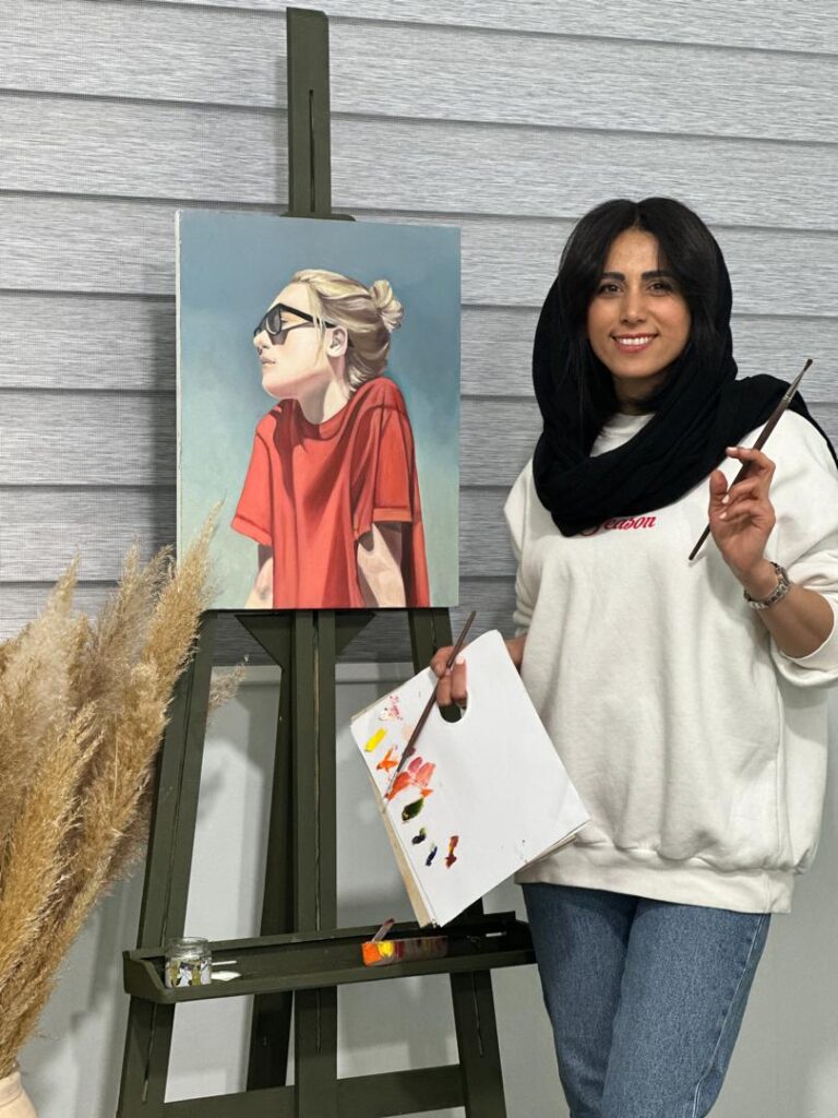 طرح زیبای تابلوی رنگ و روغن اثر هنرجوی کافه هنر کرج